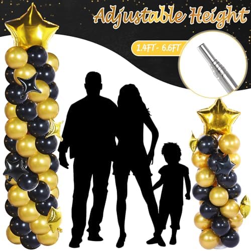 110 Pcs Black and Gold Balloon Arch Column Stand Kit, alternate view 5