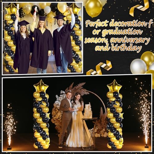 110 Pcs Black and Gold Balloon Arch Column Stand Kit, alternate view 6