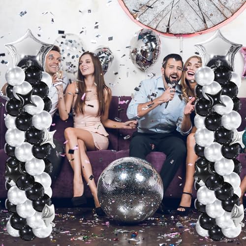 110 Pcs Black and Silver Balloon Arch Column Stand Kit, alternate view 2