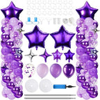 110 Pcs Purple and Silver Balloon Arch Column Stand Kit