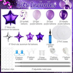 110 Pcs Purple and Silver Balloon Arch Column Stand Kit, alternate view 3
