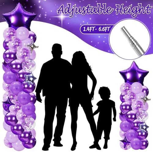 110 Pcs Purple and Silver Balloon Arch Column Stand Kit, alternate view 4