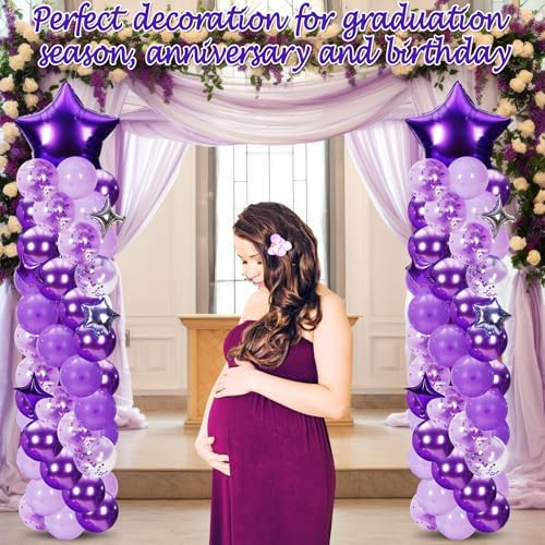 110 Pcs Purple and Silver Balloon Arch Column Stand Kit, alternate view 6