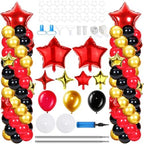 110 Pcs Red Gold Black Balloon Arch Column Stand Kit