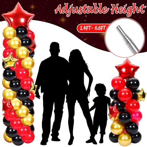 110 Pcs Red Gold Black Balloon Arch Column Stand Kit, alternate view 4