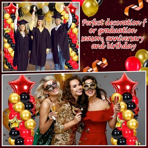 110 Pcs Red Gold Black Balloon Arch Column Stand Kit, alternate view 6