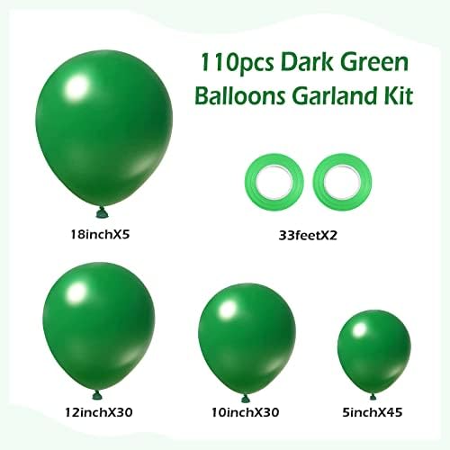 110pcs Dark Green Balloon Arch Kit with 18 12 10 5 inch Balloons in 110 Count (Pack of 1) in Dark Green, alternate view 2