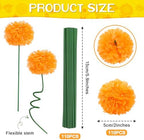 110PCS Diwali Marigold Flower Heads with Stems, Artificial Marigold Flowers for Indian Wedding, Orange, alternate view 2