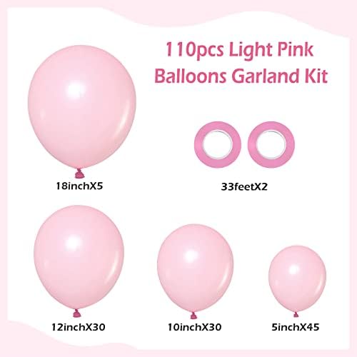110pcs Light Pink Balloon Arch Kit with 18 12 10 5 inch Balloons in 110 Count (Pack of 1) in Light Pink, alternate view 2