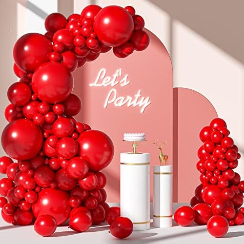 110pcs Red Balloon Arch Kit with 18 12 10 5 inch Balloons in 110 Count (Pack of 1) in Red