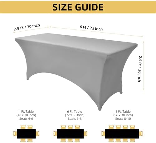 112 2-Pack 6ft Spandex Table Covers for Rectangle Standard Folding Tables - Wrinkle Resistant Stretch, alternate view 2