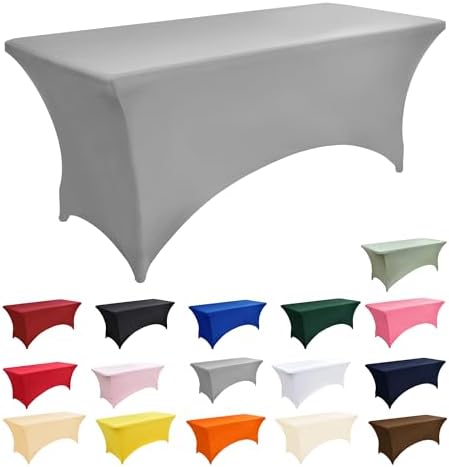 112 2-Pack 6ft Spandex Table Covers for Rectangle Standard Folding Tables - Wrinkle Resistant Stretch, alternate view 4
