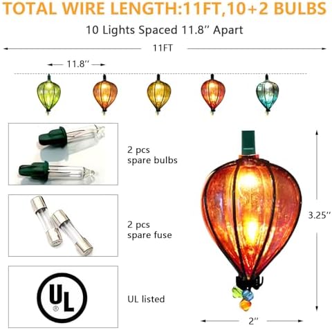 11FT Multicolor String Lights with 10 Bulbs, Waterproof (7PCS), alternate view 2