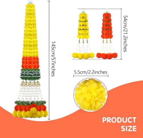 11PCS Diwali Decorations Artificial Marigold Garland for Home Fall Party, alternate view 2