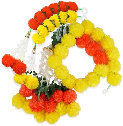 11PCS Diwali Decorations Artificial Marigold Garland for Home Fall Party, alternate view 4