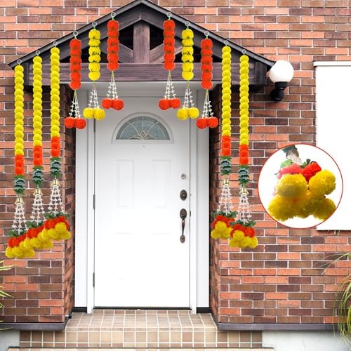 11PCS Diwali Decorations Artificial Marigold Garland for Home Fall Party, alternate view 5