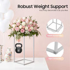 11Pcs Silver Flower Stand Set - Square Metal Display Racks with Removable Design, 15.7 Inch Tall Table, alternate view 5