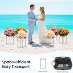 11Pcs Silver Flower Stand Set - Square Metal Display Racks with Removable Design, 15.7 Inch Tall Table, alternate view 6