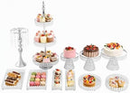 11PCS Wedding Cake Stands Set, Rectangular and Round Glass Cupcake Holder, Silver Crystal Dessert Display Stands