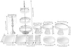 11PCS Wedding Cake Stands Set, Rectangular and Round Glass Cupcake Holder, Silver Crystal Dessert Display Stands, alternate