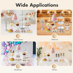 11PCS Wedding Cake Stands Set, Rectangular and Round Glass Cupcake Holder, Silver Crystal Dessert Display Stands, alternate