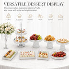 11PCS Wedding Cake Stands Set, Rectangular and Round Glass Cupcake Holder, Silver Crystal Dessert Display Stands, alternate