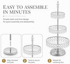 11PCS Wedding Cake Stands Set, Rectangular and Round Glass Cupcake Holder, Silver Crystal Dessert Display Stands, alternate