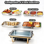 11Qt Chafing Dishes for Buffet, 4 Pack, Black in Black, alternate view 2
