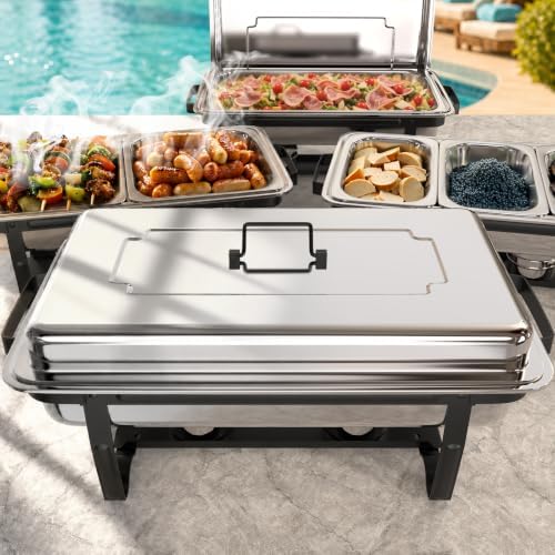 11Qt Chafing Dishes for Buffet, Multi-Size Pans 4 Pack, Black in Black