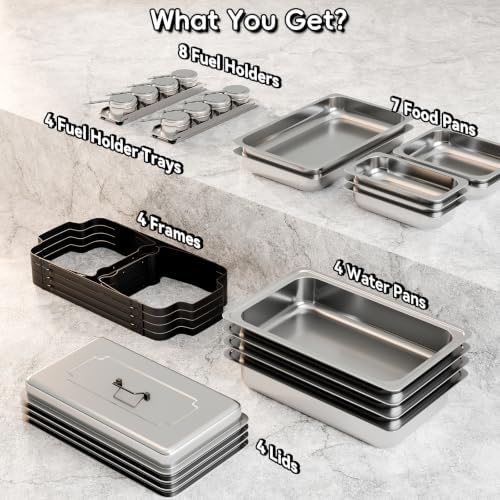 11Qt Chafing Dishes for Buffet, Multi-Size Pans 4 Pack, Black in Black, alternate view 3