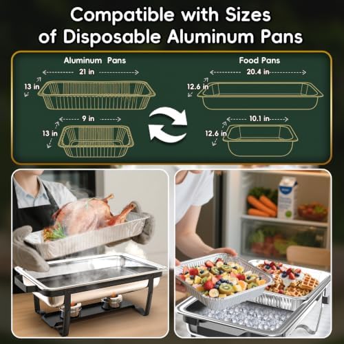 11Qt Chafing Dishes for Buffet, Multi-Size Pans 4 Pack, Black in Black, alternate view 5