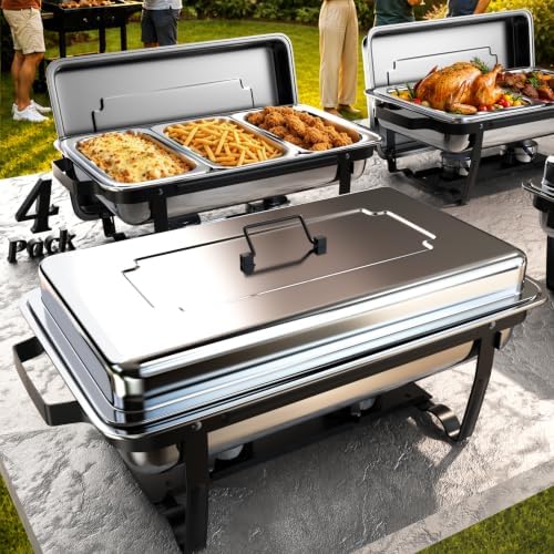 11Qt Chafing Dishes for Buffet, No Any Screws, 4 Pack, Black in Black