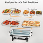 11Qt Chafing Dishes for Buffet, No Any Screws, 4 Pack, Black in Black, alternate view 2