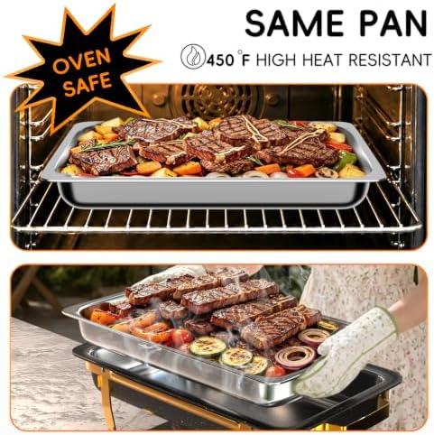 11Qt Chafing Dishes for Buffet, No Any Screws, 4 Pack, Black & Gold in Black & Gold, alternate view 5