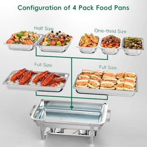 11Qt Chafing Dishes for Buffet, No Any Screws, 4 Pack, Silver in Silver, alternate view 2