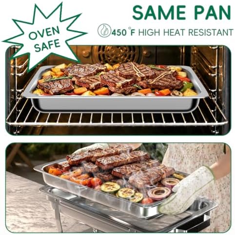 11Qt Chafing Dishes for Buffet, No Any Screws, 4 Pack, Silver in Silver, alternate view 5