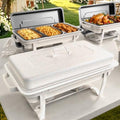 11Qt Chafing Dishes for Buffet, No Any Screws, 4 Pack, White in White