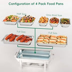 11Qt Chafing Dishes for Buffet, No Any Screws, 4 Pack, White in White, alternate view 2