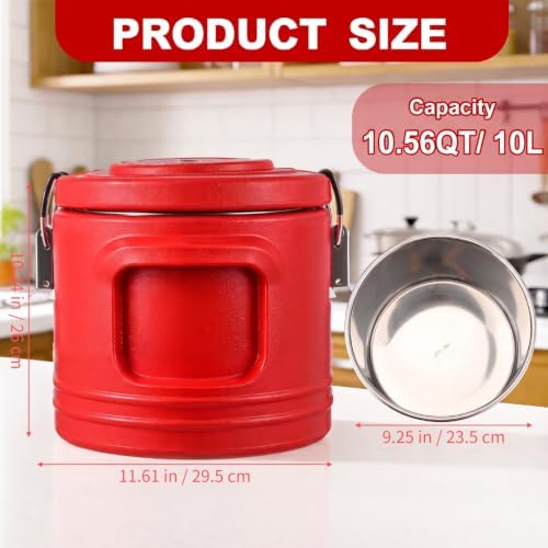 11QT Commercial Insulated Food Container with Spoon, Red in Red, alternate view 2