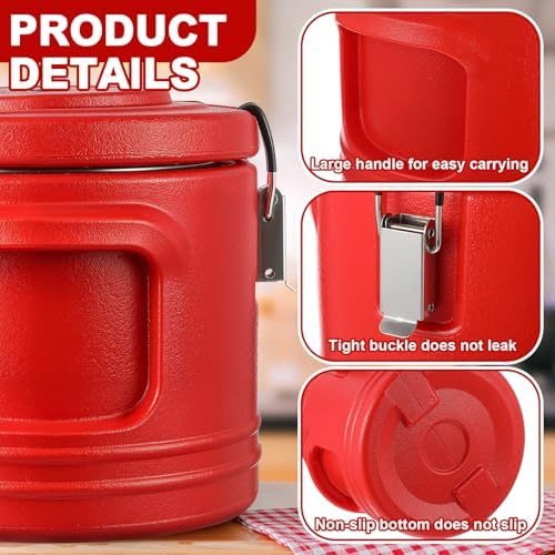 11QT Commercial Insulated Food Container with Spoon, Red in Red, alternate view 3
