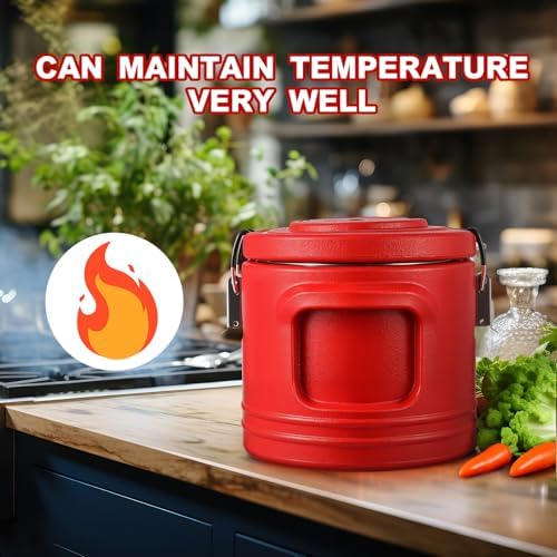 11QT Commercial Insulated Food Container with Spoon, Red in Red, alternate view 6