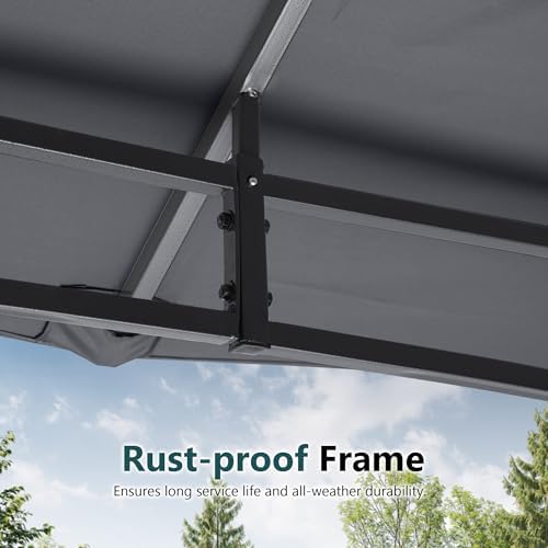 11x11 ft Heavy Duty Patio Gazebo with Netting Walls, Dark Gray in 11x11 ft in Dark Gray, alternate view 6