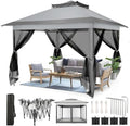 11x11 Pop Up Gazebo Canopy Tent Easy Up Outdoor Gazebo Waterproof Upgrade Portable Gazebo with Mosquito