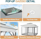 11x11 Pop Up Gazebo Canopy Tent Easy Up Outdoor Gazebo Waterproof Upgrade Portable Gazebo with Mosquito, alternate view 6