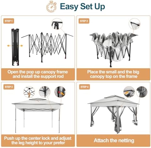 11x11 Pop Up Gazebo Canopy Tent Easy Up Outdoor Gazebo Waterproof Upgrade Portable Gazebo with Mosquito, alternate view 7