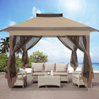 11x11 Pop Up Gazebo Canopy Tent Outdoor Gazebo Waterproof Upgrade Easy Up Portable with Mosquito Nettings, alternate view 2