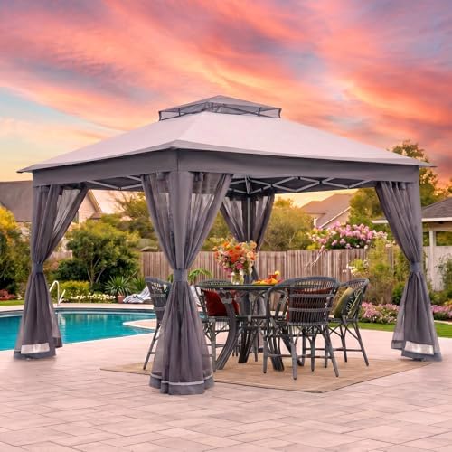 11x11 Pop Up Gazebo, Instant Waterproof Outdoor Canopy Tent with Removable Mesh Netting, UV Protection Portable, alternate