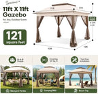 11x11 Pop Up Gazebo with Mosquito Netting, Outdoor Canopy, alternate view 2