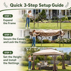 11x11 Pop Up Gazebo with Mosquito Netting, Outdoor Canopy, alternate view 3