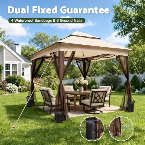 11x11 Pop Up Gazebo with Mosquito Netting, Outdoor Canopy, alternate view 4